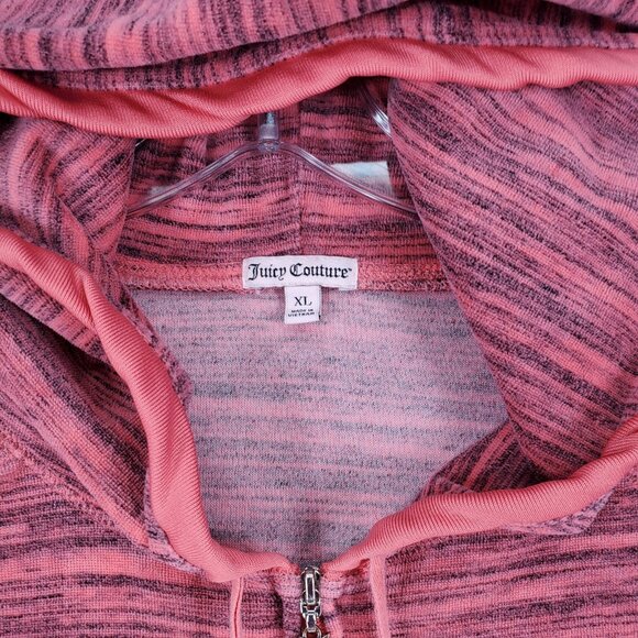 Vintage Y2K Juicy Couture Pink Velour Zip-Up Hoodie Jacket XL Space Dyed Crown - Picture 3 of 8